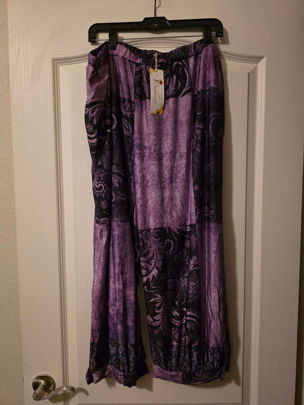 NWT Sunflower By Firmiana Pants Size 4X Purple Floral Patchwork Print